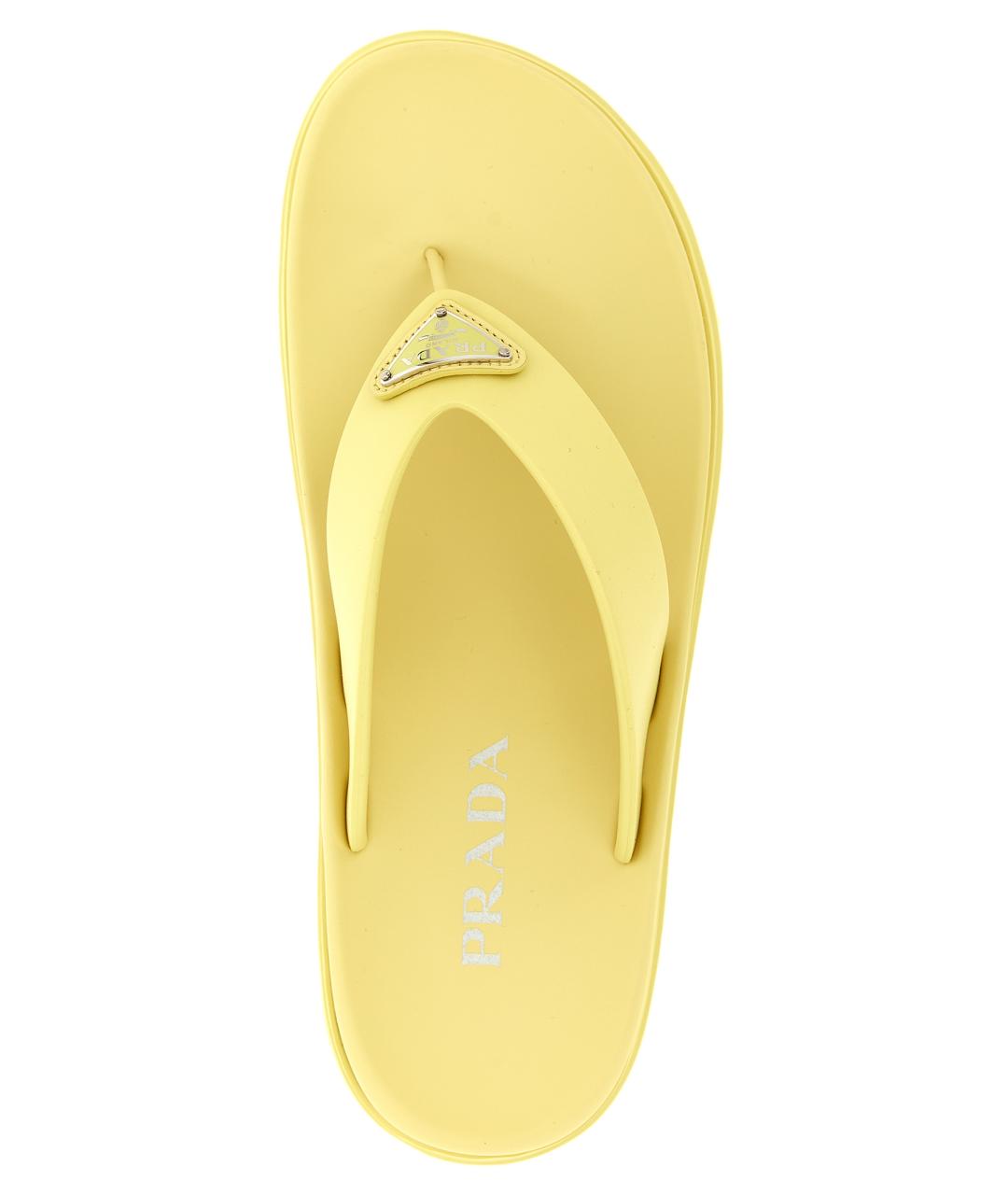 PRADA Желтые резиновые шлепанцы, фото 4