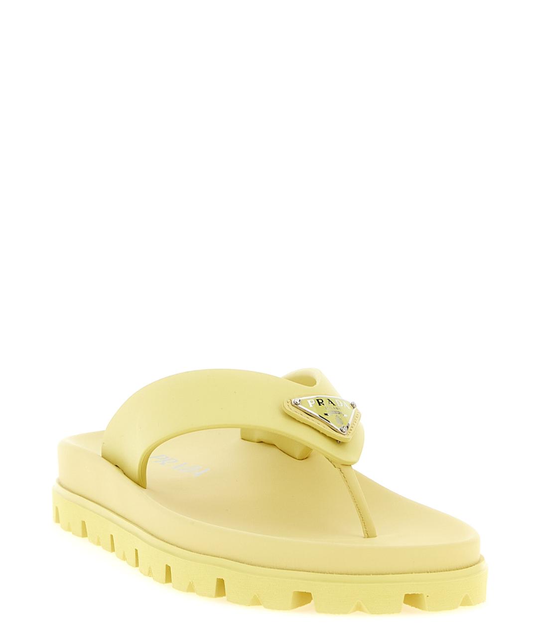 PRADA Желтые резиновые шлепанцы, фото 2