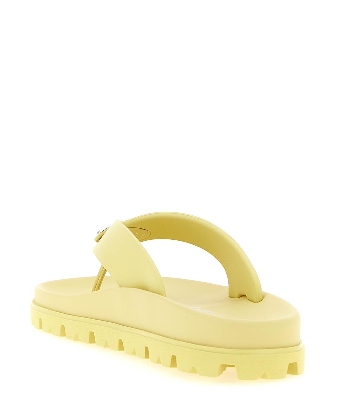 PRADA Желтые резиновые шлепанцы, фото 3