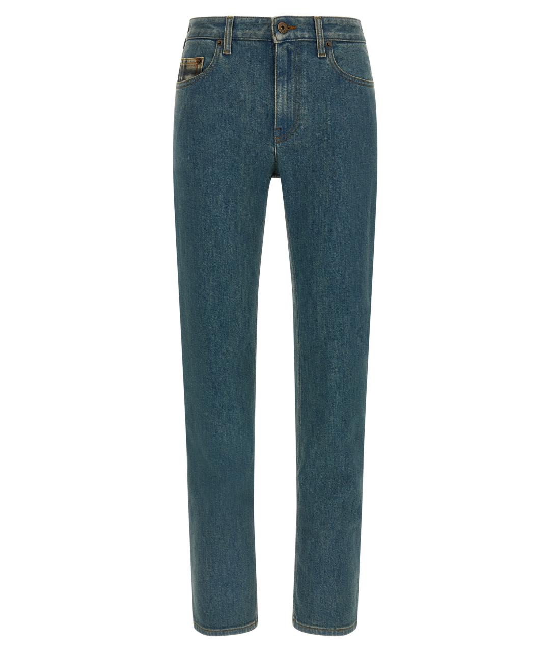 BURBERRY Синие хлопковые джинсы слим, фото 1