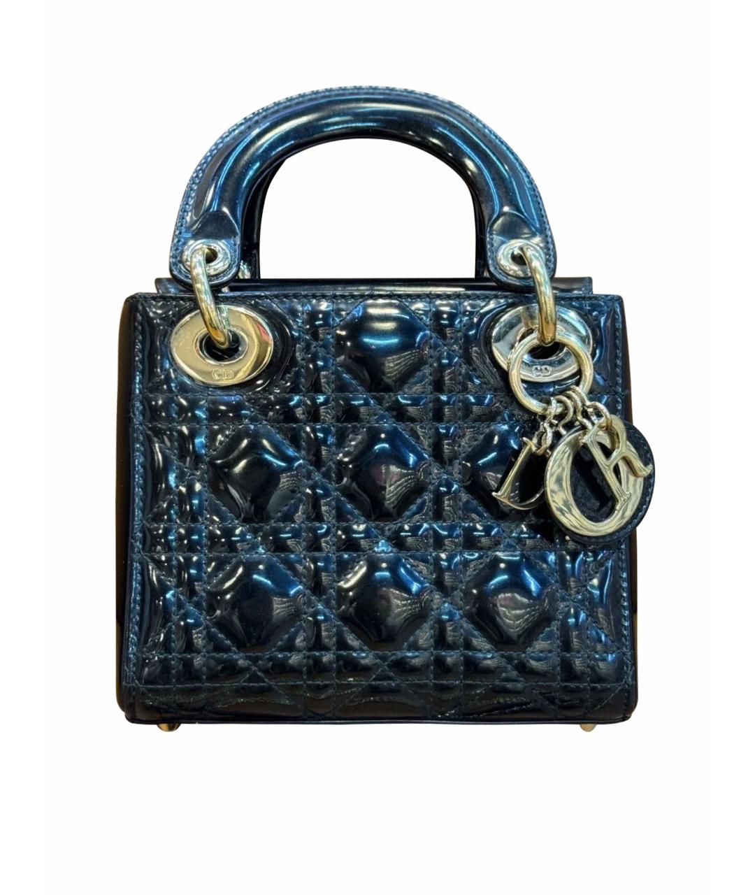 CHRISTIAN DIOR Черная сумка с короткими ручками из лакированной кожи, фото 1