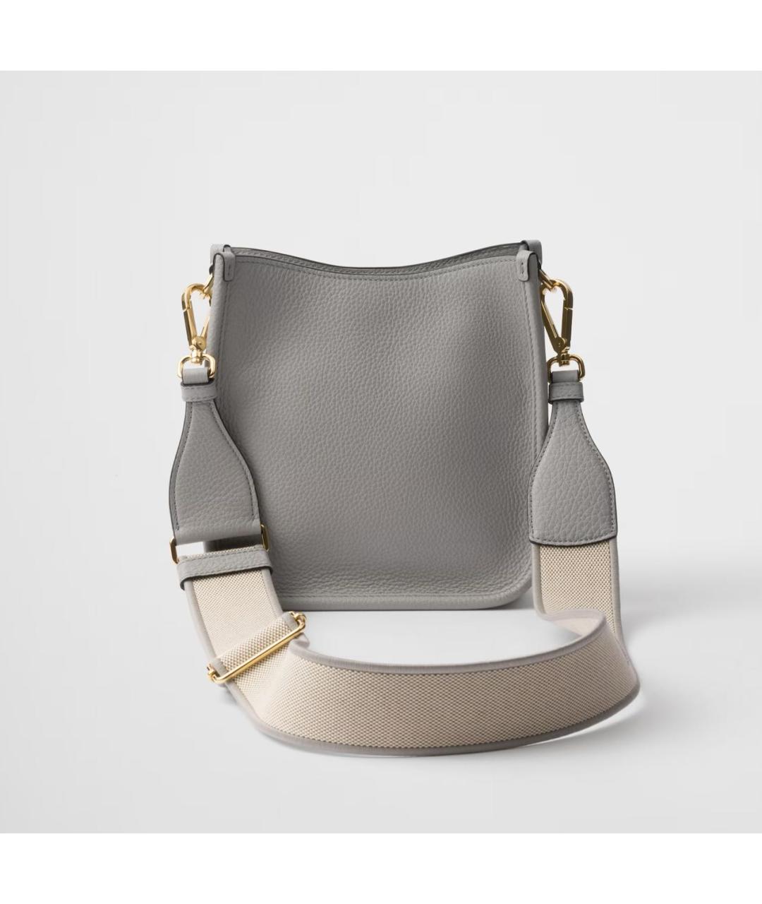 PRADA Серая кожаная сумка через плечо, фото 3