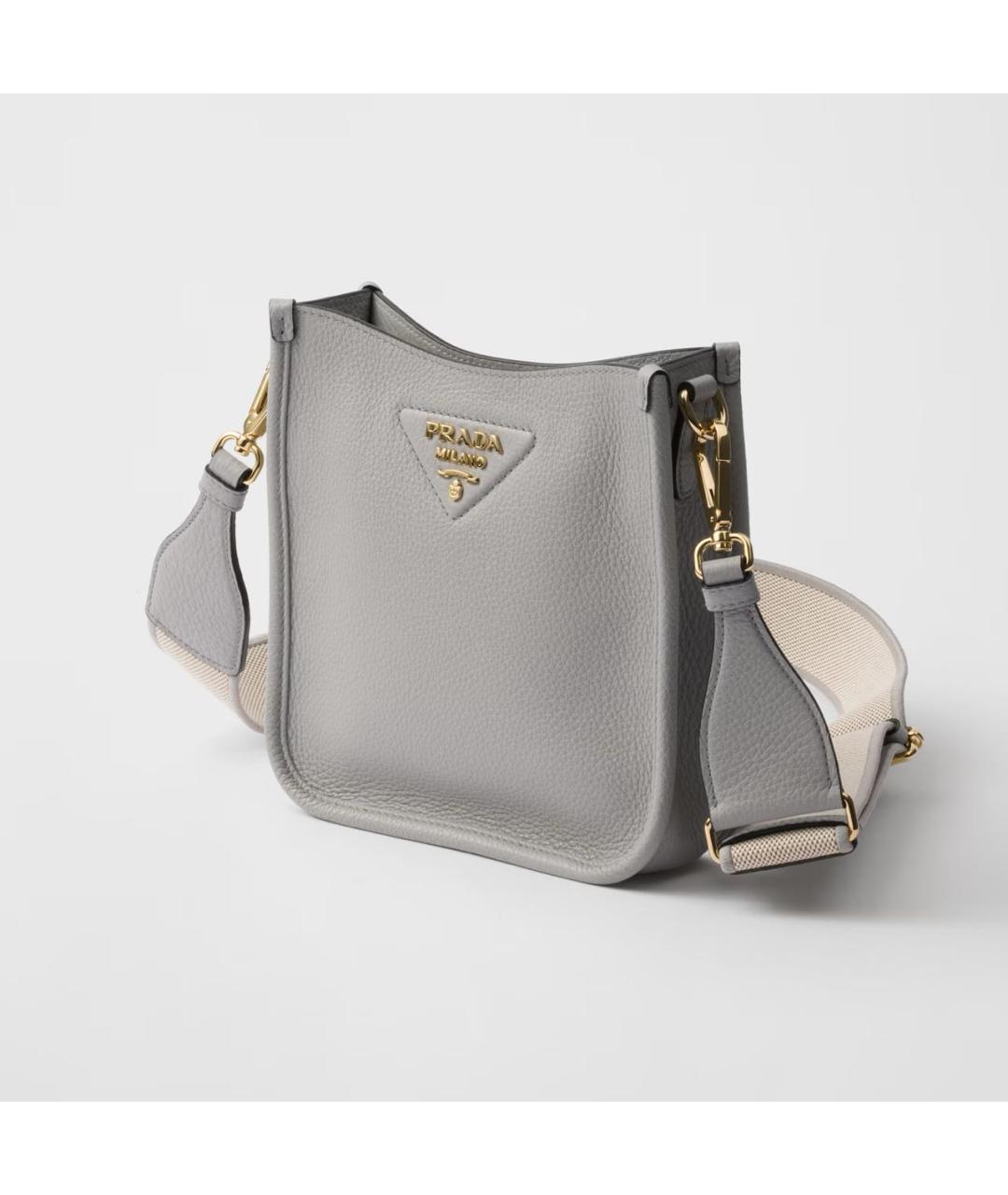 PRADA Серая кожаная сумка через плечо, фото 2
