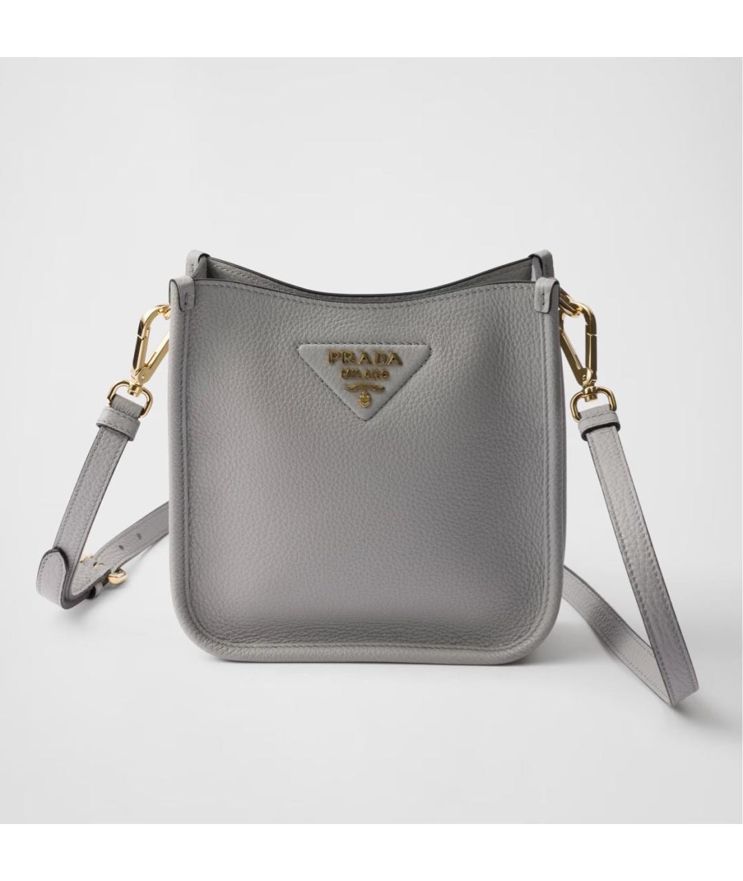 PRADA Серая кожаная сумка через плечо, фото 5
