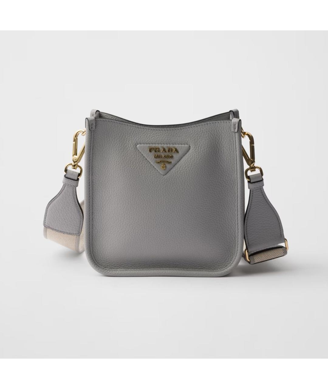 PRADA Серая кожаная сумка через плечо, фото 6
