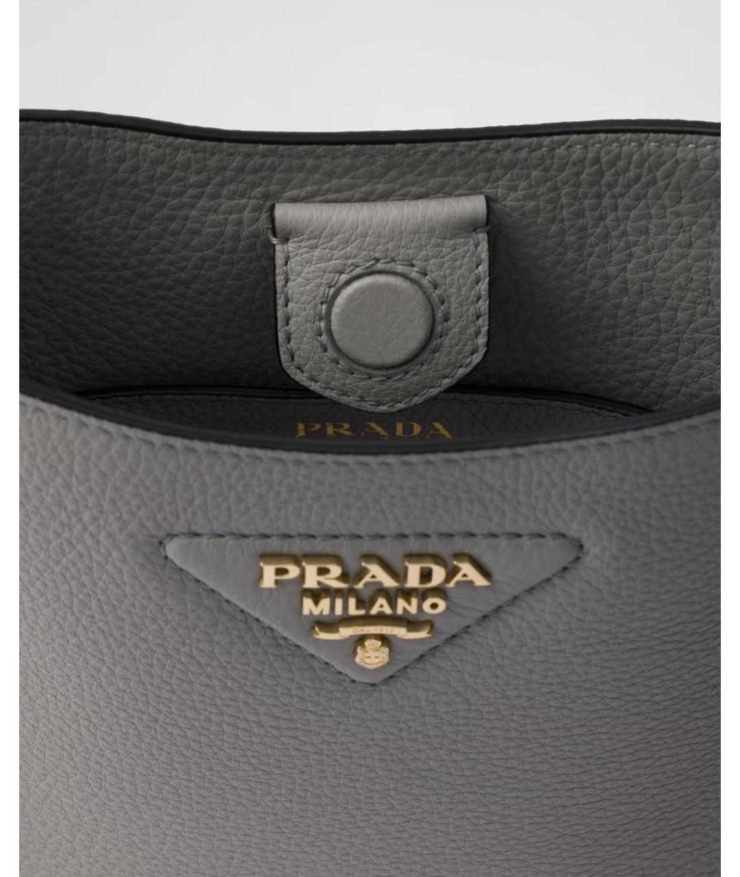 PRADA Серая кожаная сумка через плечо, фото 4