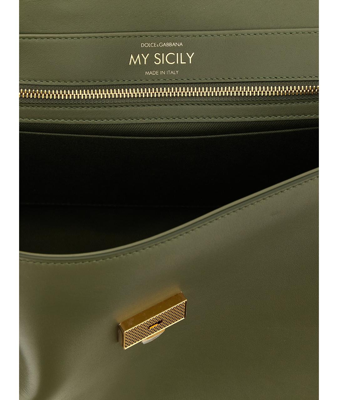 DOLCE&GABBANA Зеленая кожаная сумка через плечо, фото 4
