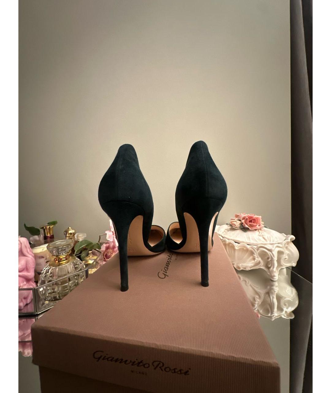 GIANVITO ROSSI Зеленые замшевые туфли, фото 4