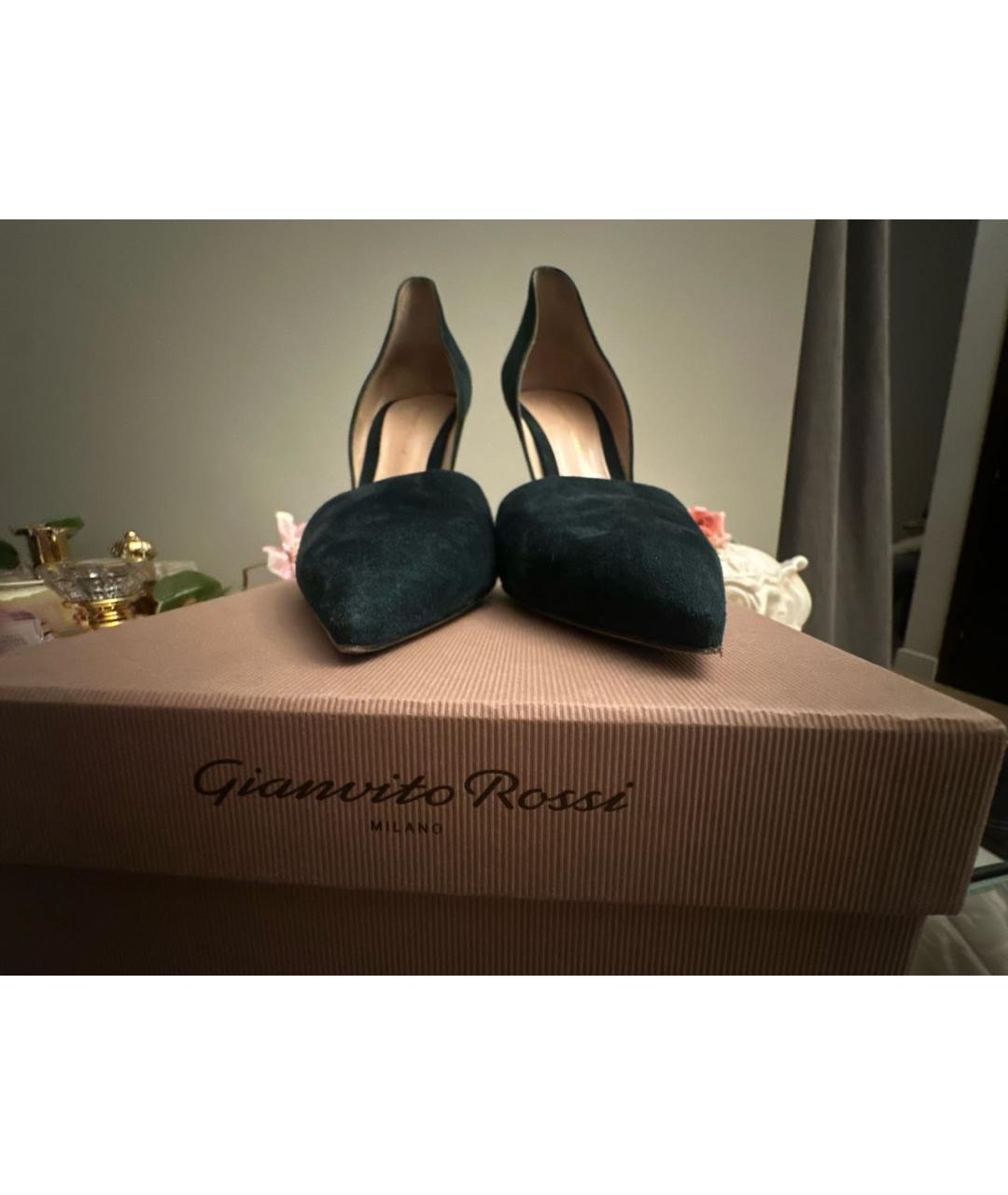 GIANVITO ROSSI Зеленые замшевые туфли, фото 6