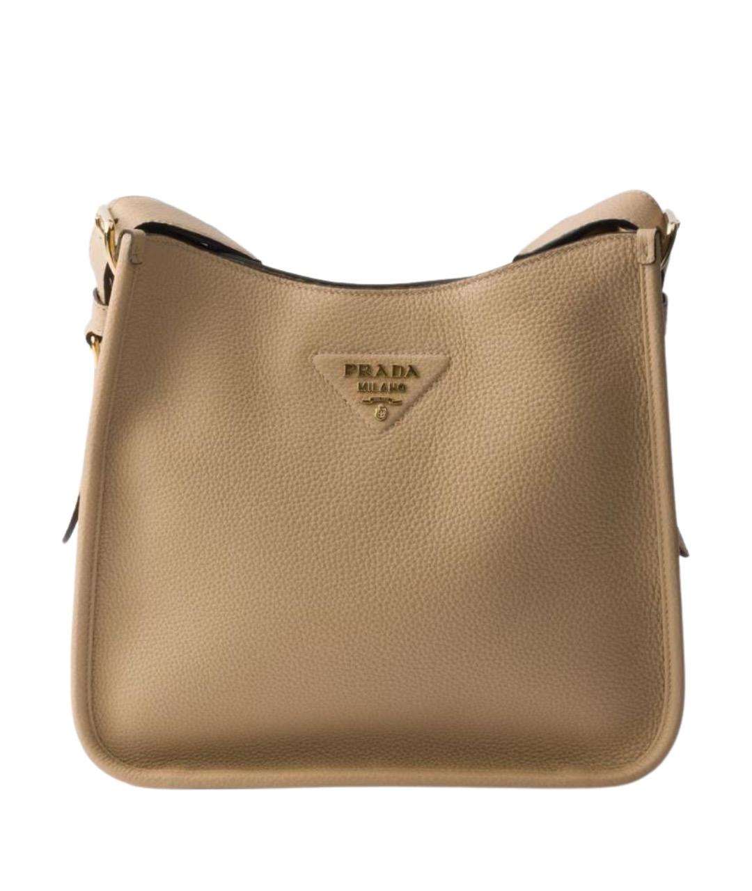 PRADA Бежевая кожаная сумка через плечо, фото 1