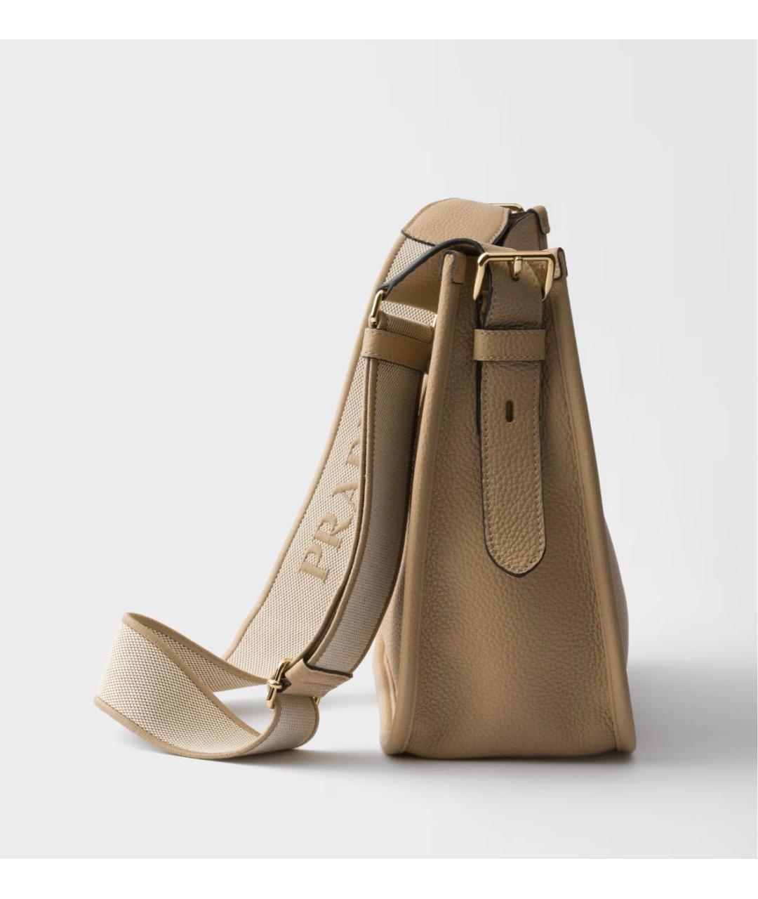 PRADA Бежевая кожаная сумка через плечо, фото 4
