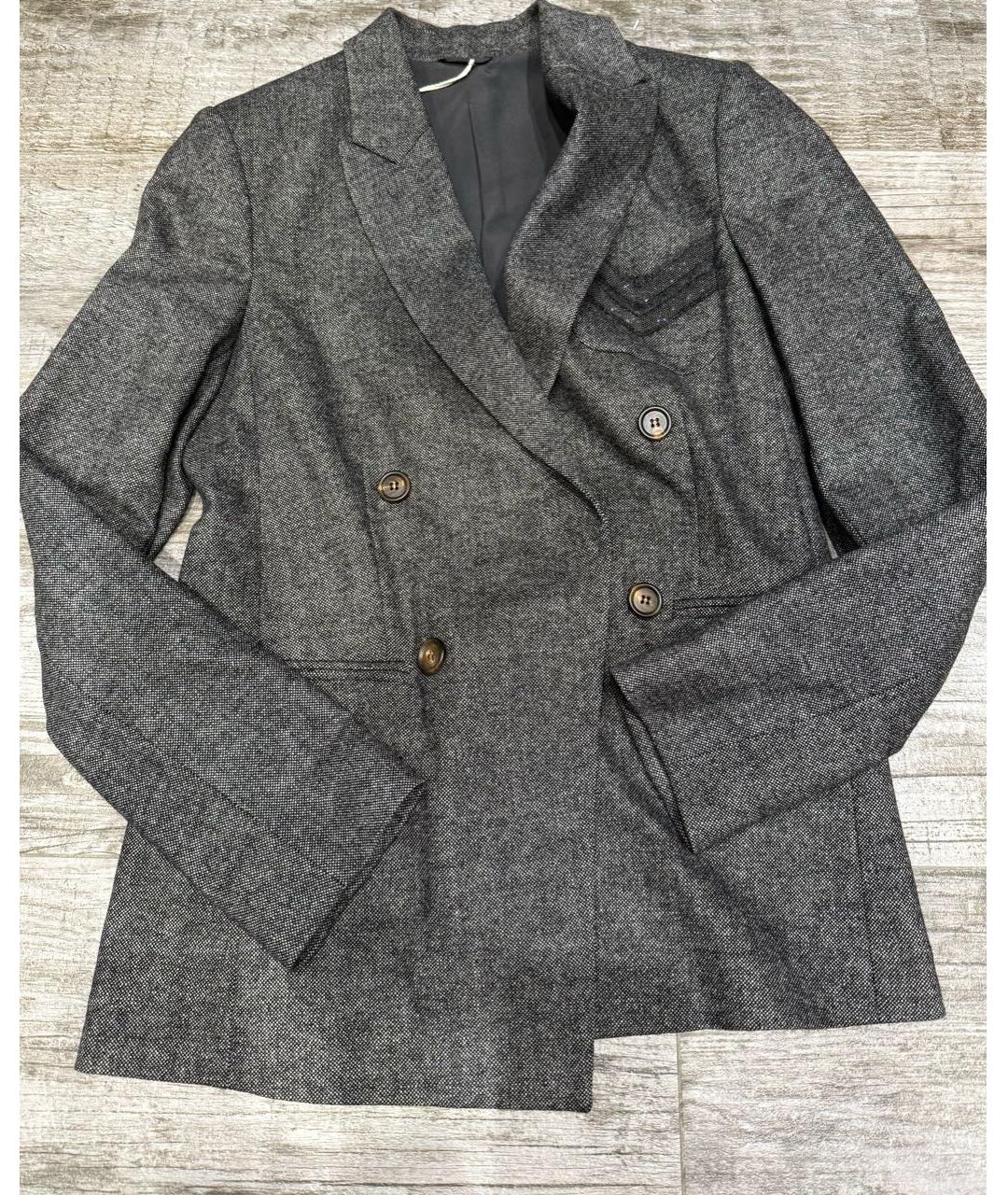 BRUNELLO CUCINELLI Серый шерстяной жакет/пиджак, фото 6