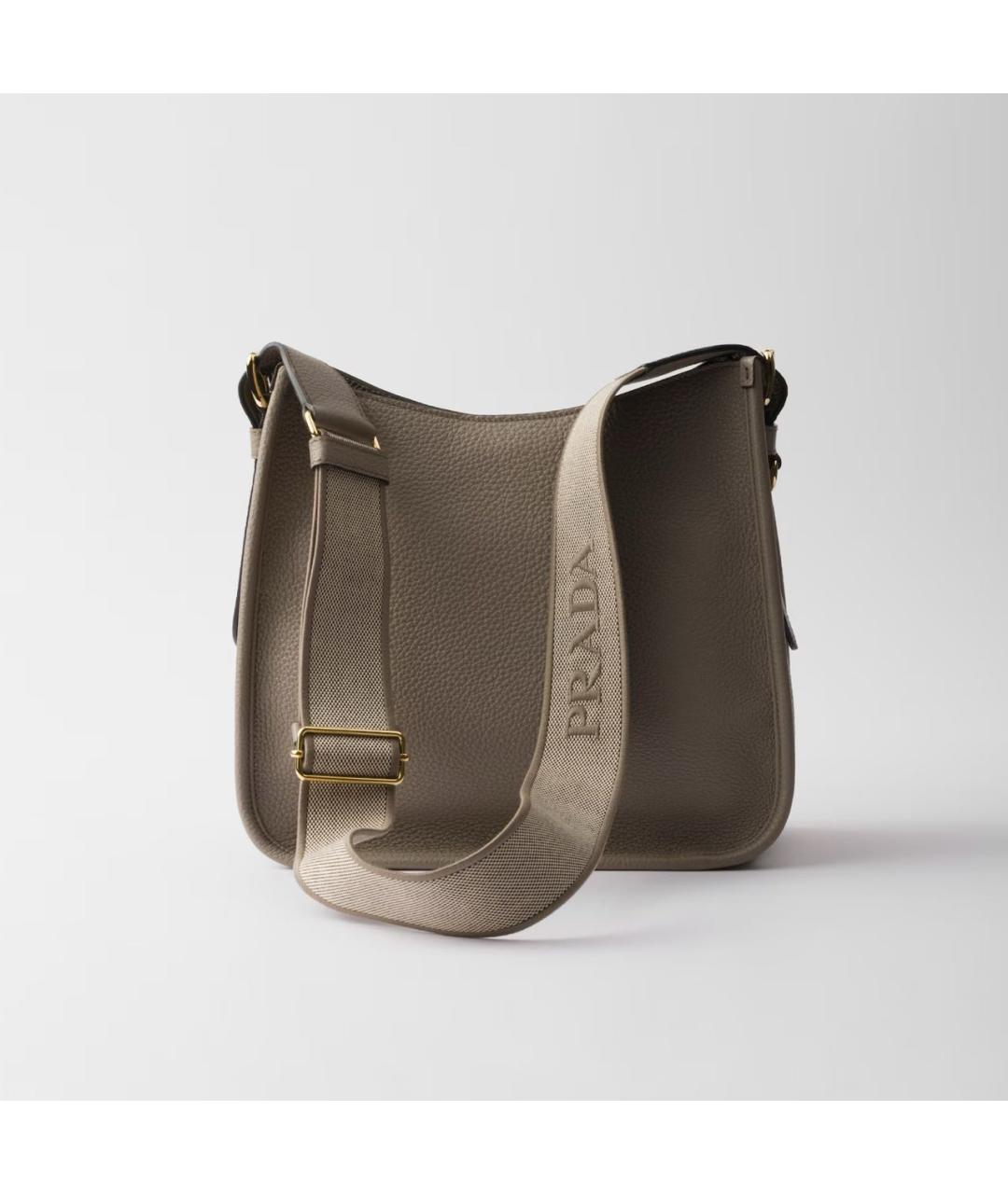 PRADA Серая кожаная сумка через плечо, фото 3