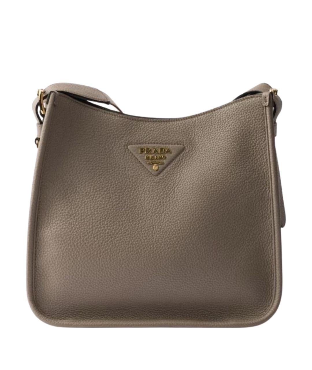 PRADA Серая кожаная сумка через плечо, фото 1