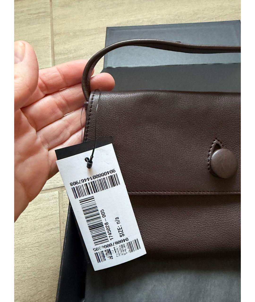 THE ROW Коричневая кожаная сумка с короткими ручками, фото 8