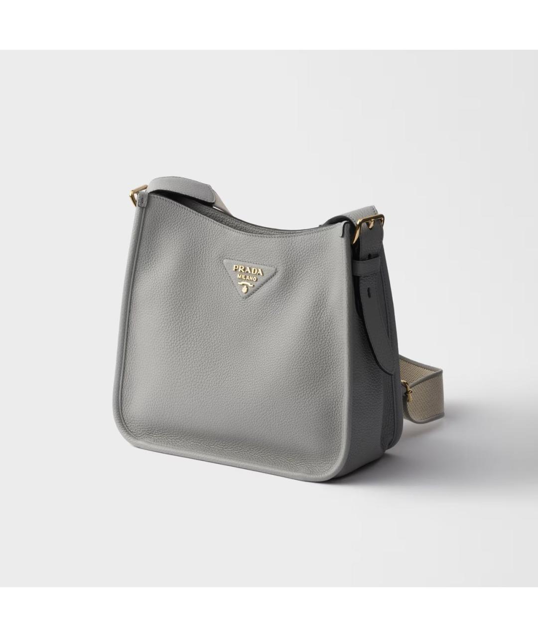 PRADA Серая кожаная сумка через плечо, фото 3