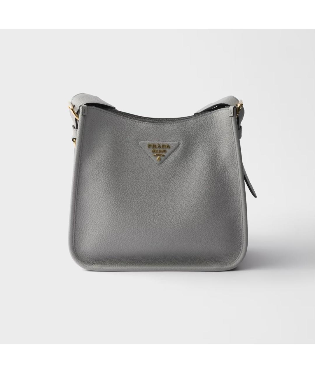 PRADA Серая кожаная сумка через плечо, фото 6