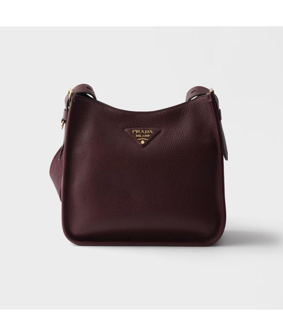 PRADA Бордовая кожаная сумка через плечо, фото 7