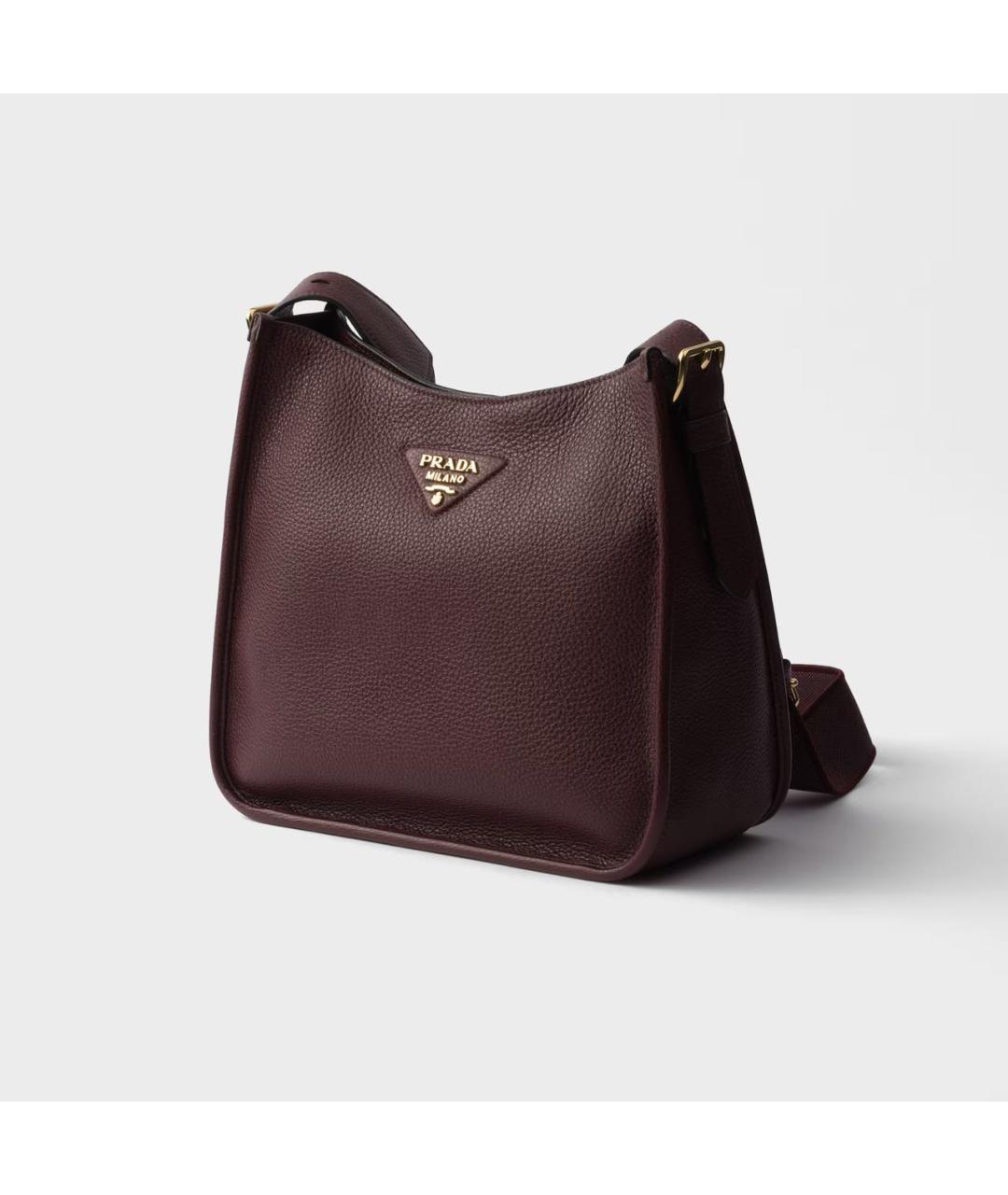 PRADA Бордовая кожаная сумка через плечо, фото 3