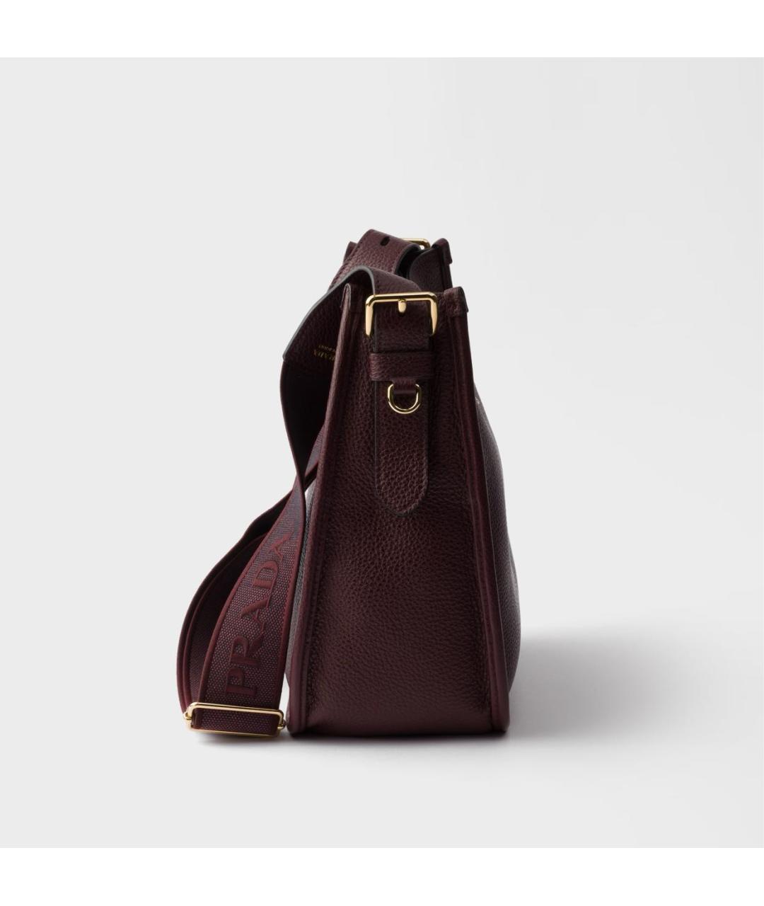 PRADA Бордовая кожаная сумка через плечо, фото 5