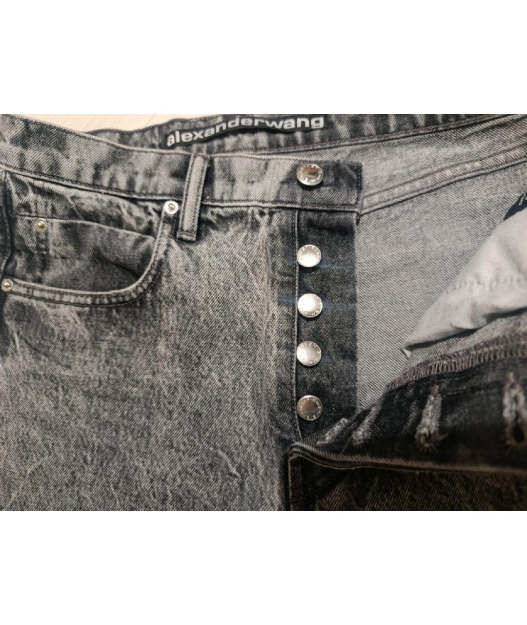 ALEXANDER WANG Серые хлопковые прямые джинсы, фото 5