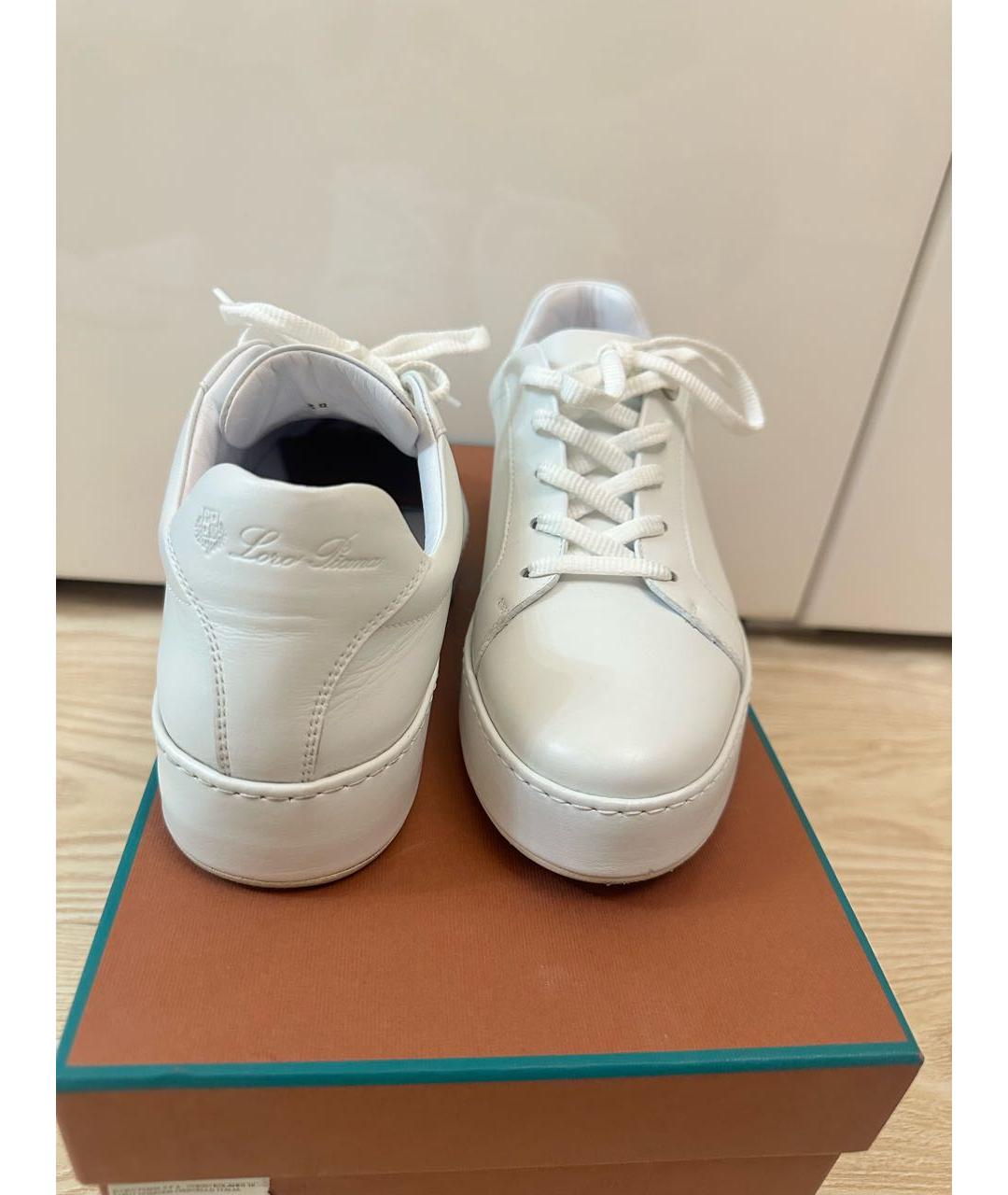 LORO PIANA Белые кожаные кеды, фото 2