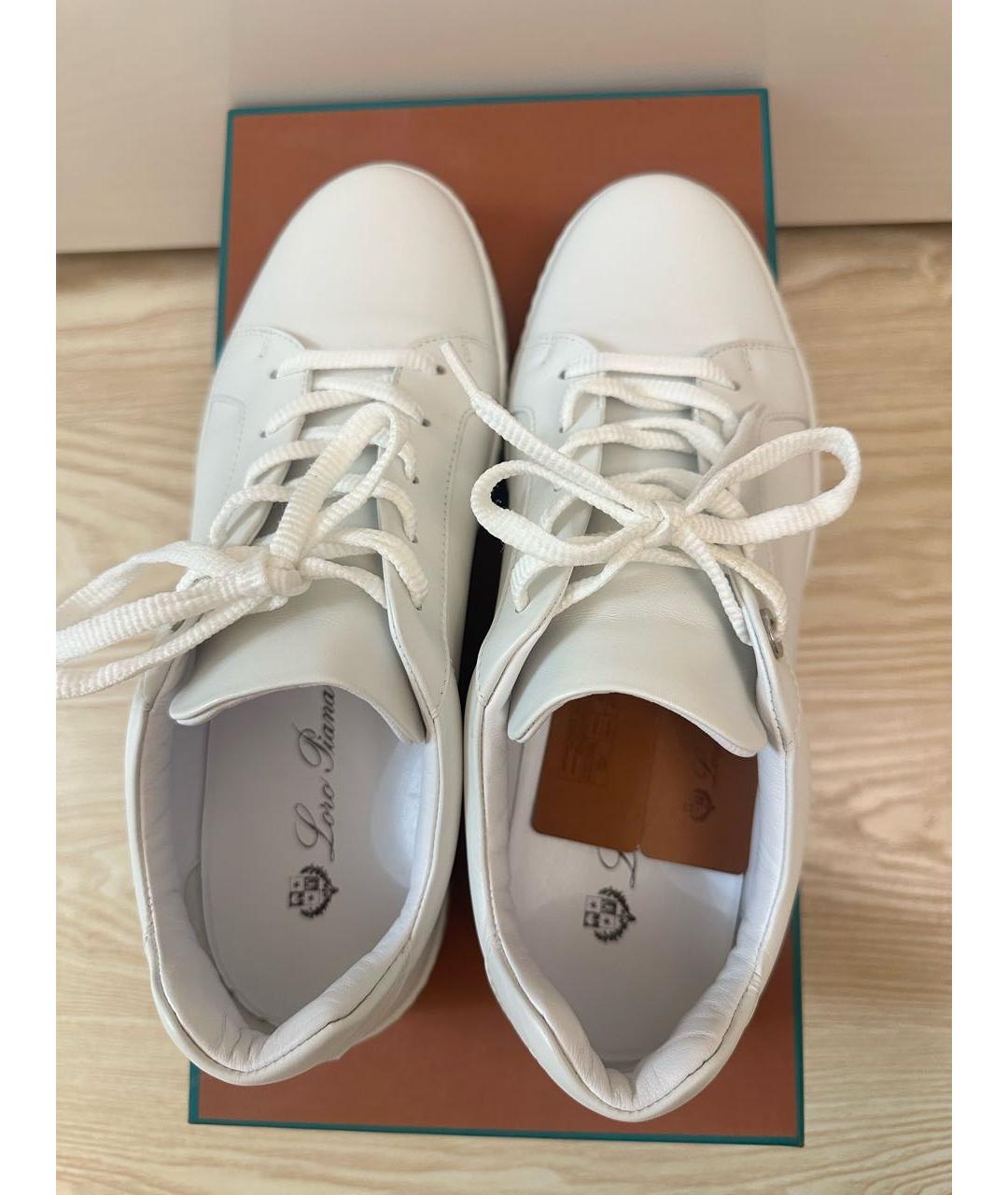 LORO PIANA Белые кожаные кеды, фото 3