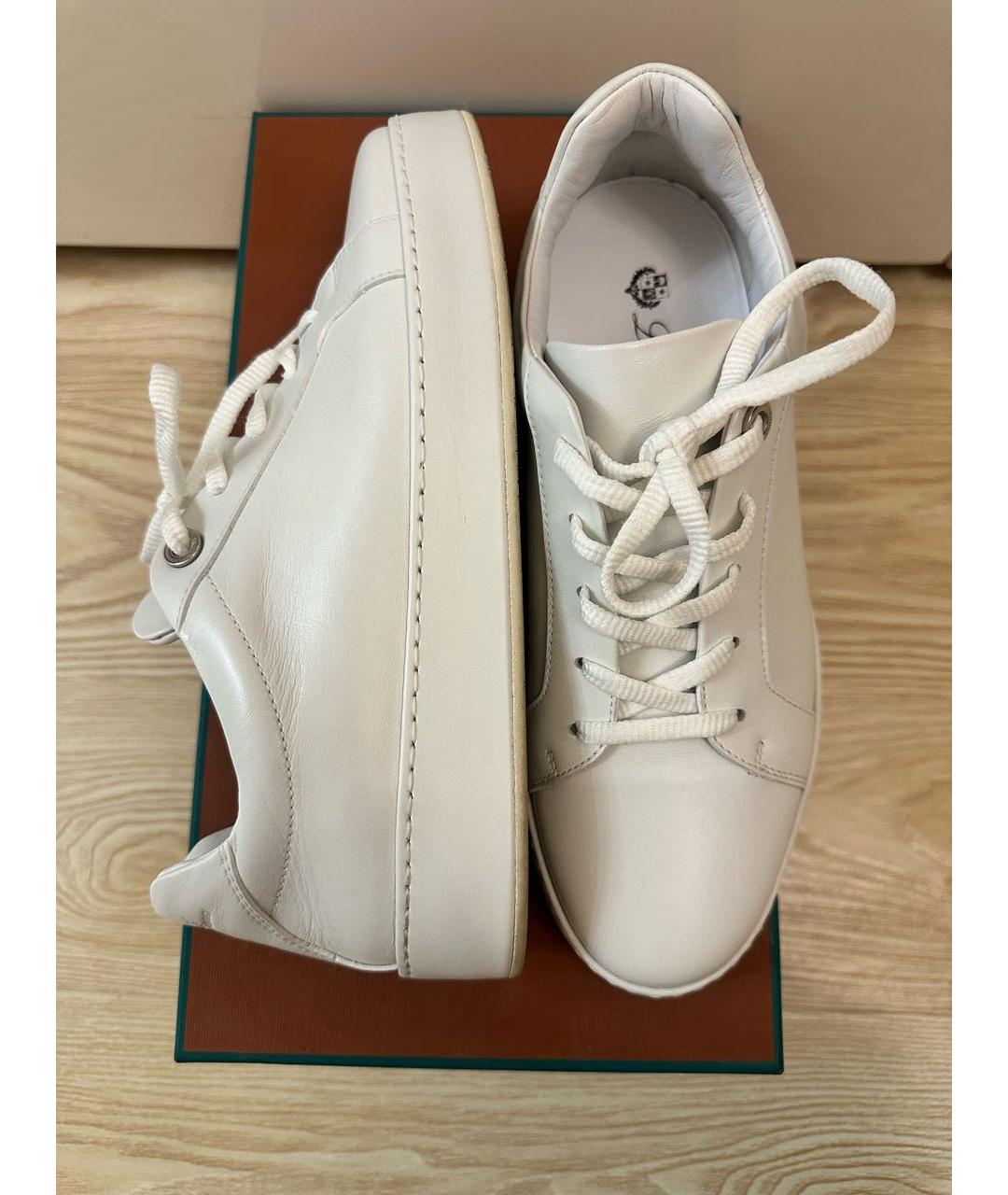 LORO PIANA Белые кожаные кеды, фото 6