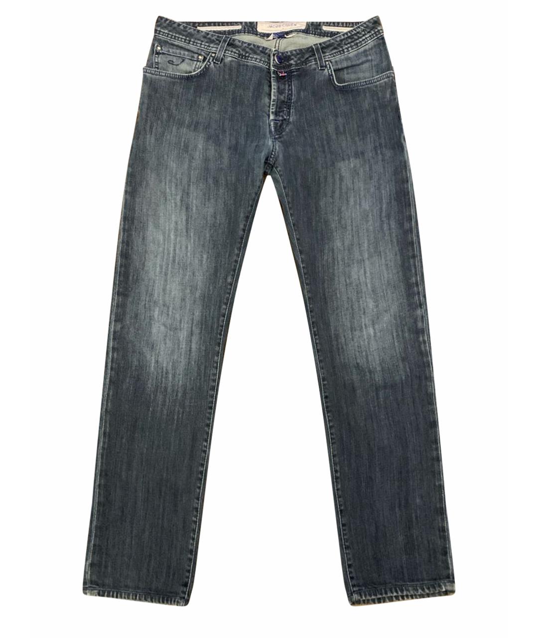 JACOB COHEN Синие хлопковые прямые джинсы, фото 1