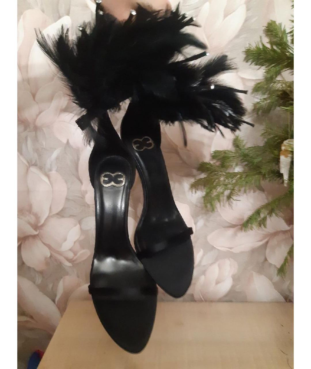 ESCADA Черные кожаные босоножки, фото 9