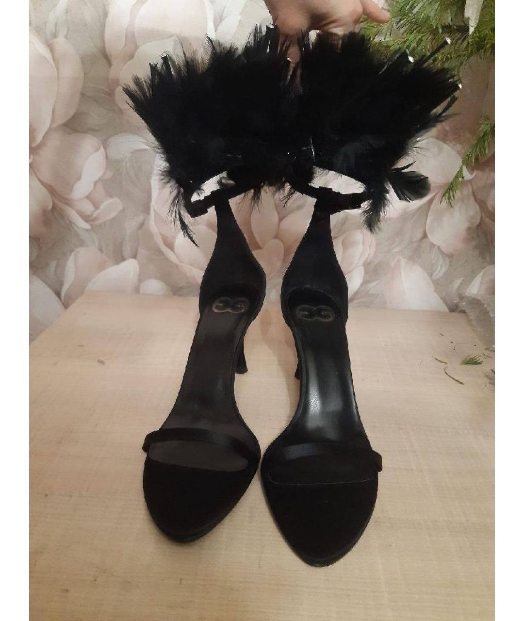 ESCADA Черные кожаные босоножки, фото 4