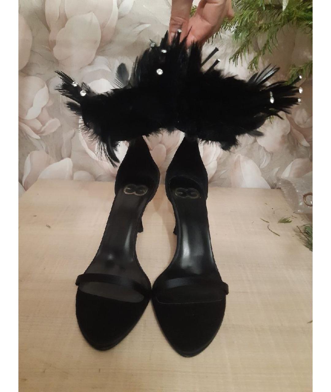 ESCADA Черные кожаные босоножки, фото 3