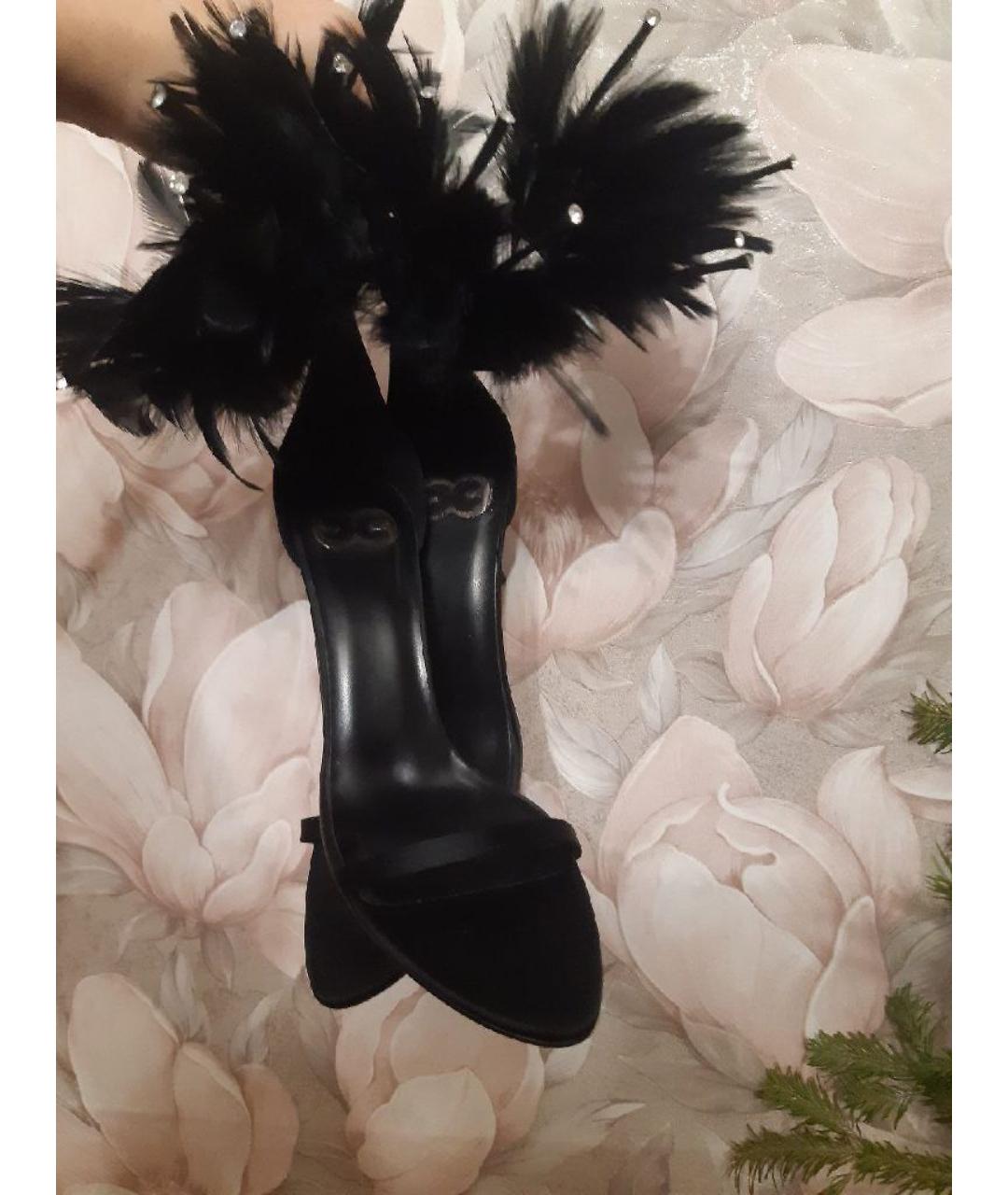 ESCADA Черные кожаные босоножки, фото 7