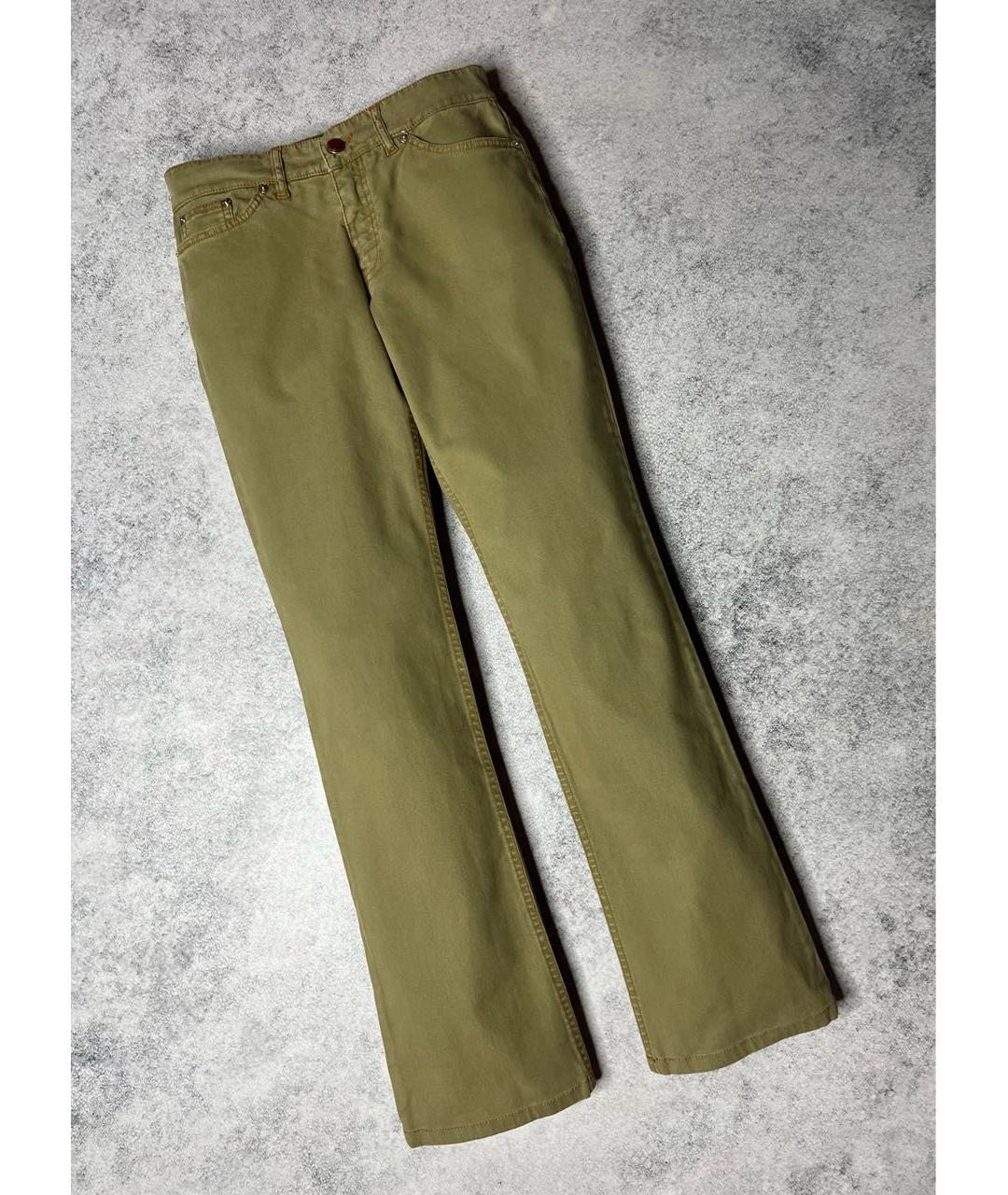 ETRO Хаки хлопко-эластановые прямые джинсы, фото 9