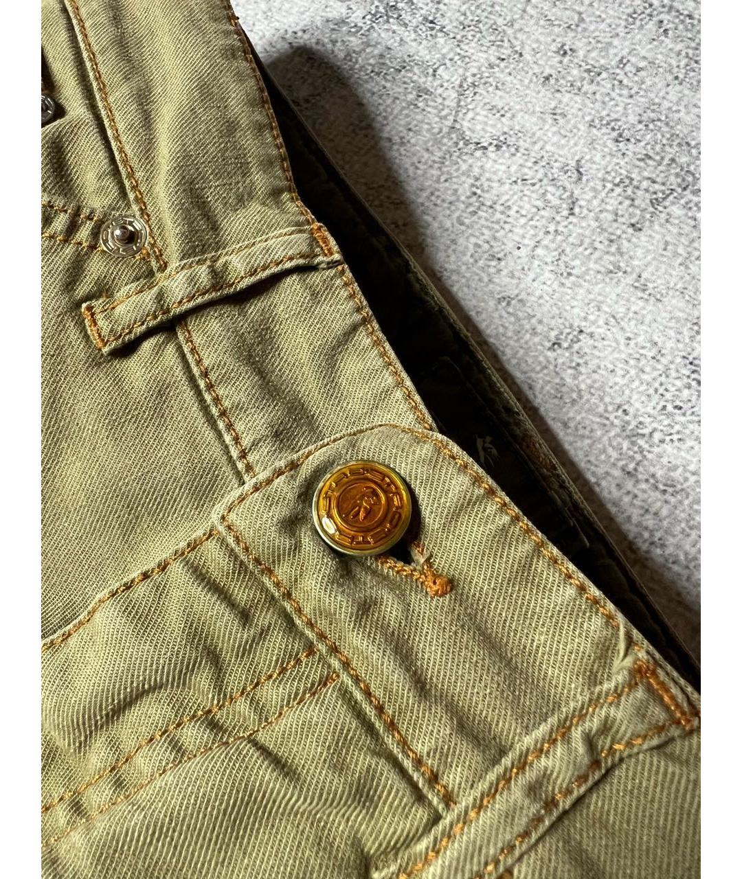 ETRO Хаки хлопко-эластановые прямые джинсы, фото 5
