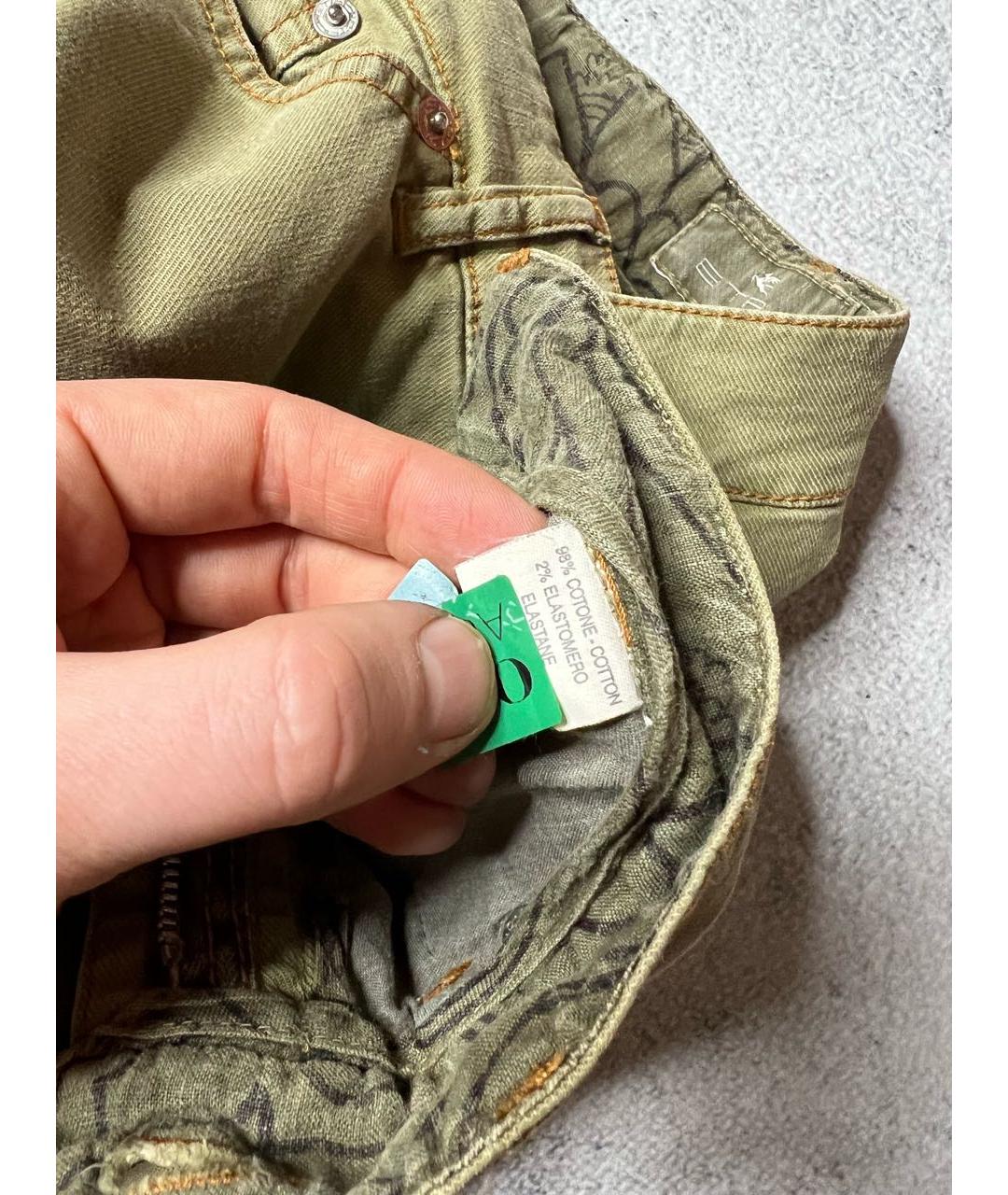 ETRO Хаки хлопко-эластановые прямые джинсы, фото 8