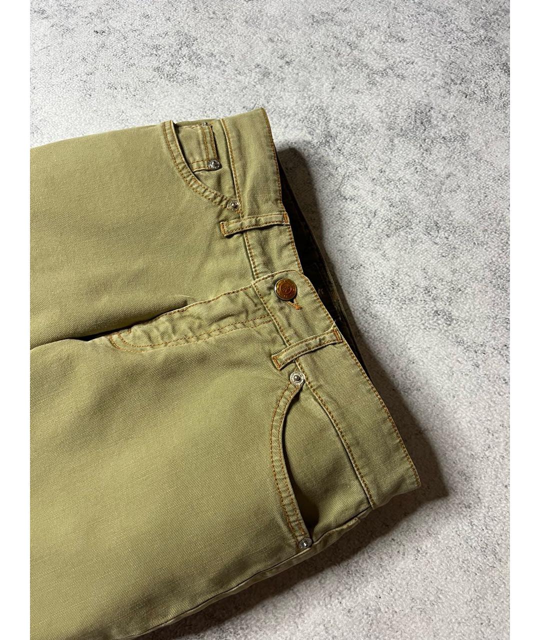 ETRO Хаки хлопко-эластановые прямые джинсы, фото 4