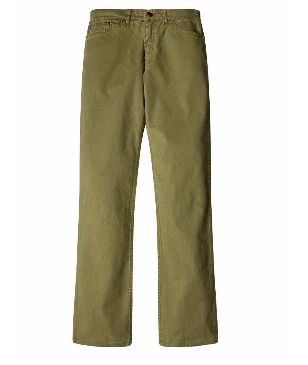 ETRO Хаки хлопко-эластановые прямые джинсы, фото 1