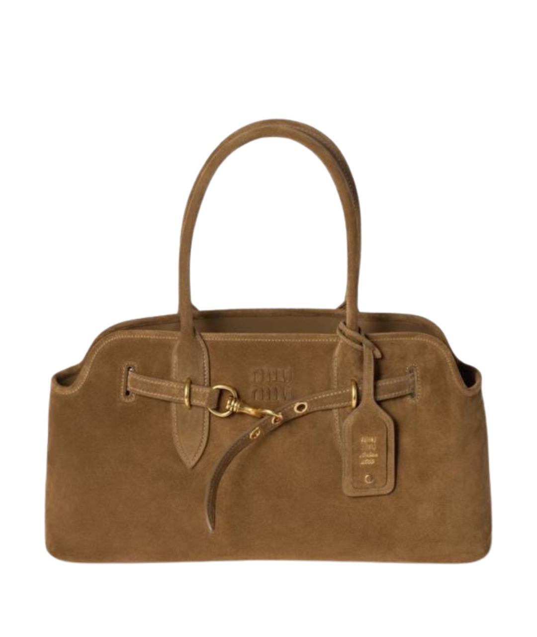 MIU MIU Коричневая замшевая сумка с короткими ручками, фото 1