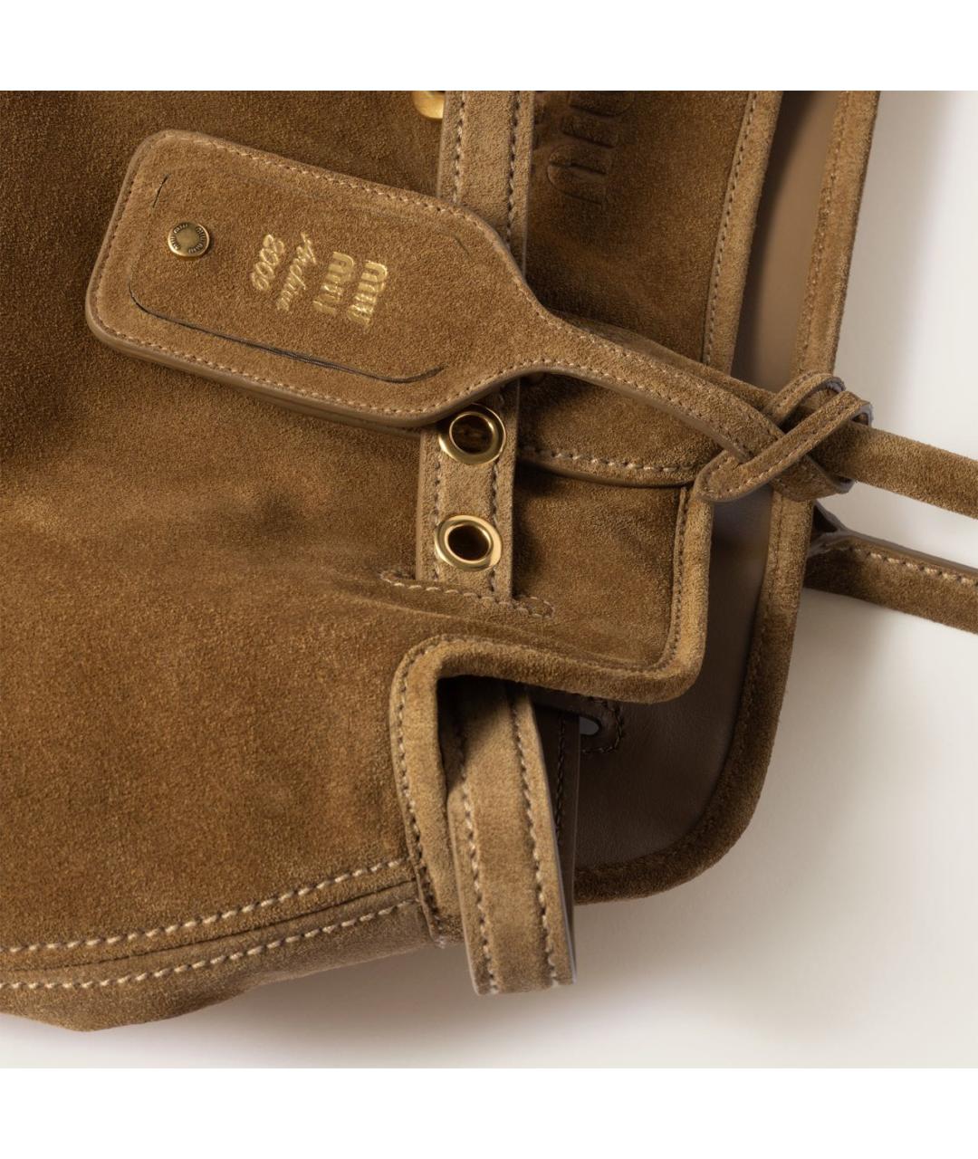 MIU MIU Коричневая замшевая сумка с короткими ручками, фото 4