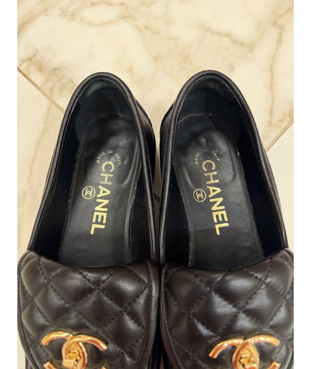 CHANEL Черные кожаные лоферы, фото 5