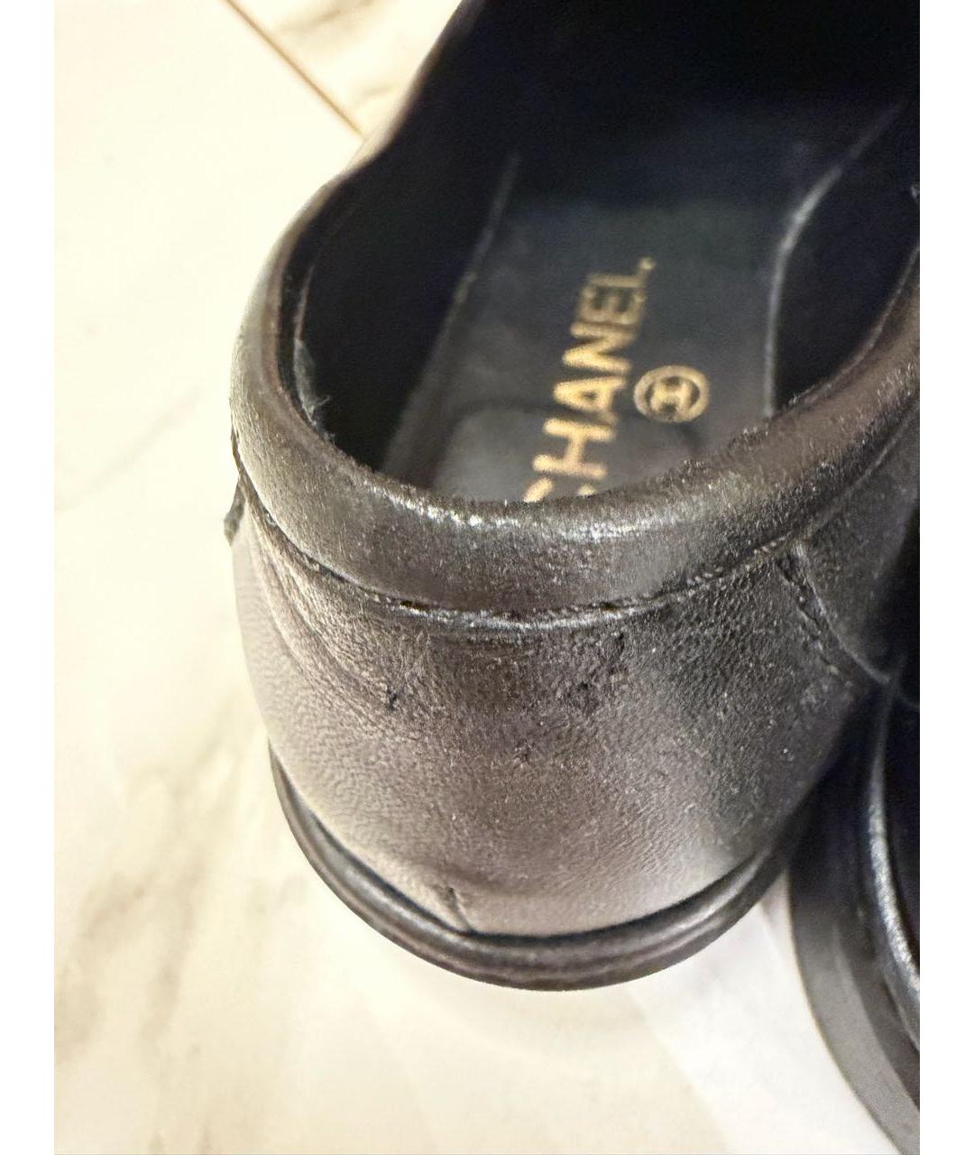 CHANEL Черные кожаные лоферы, фото 6
