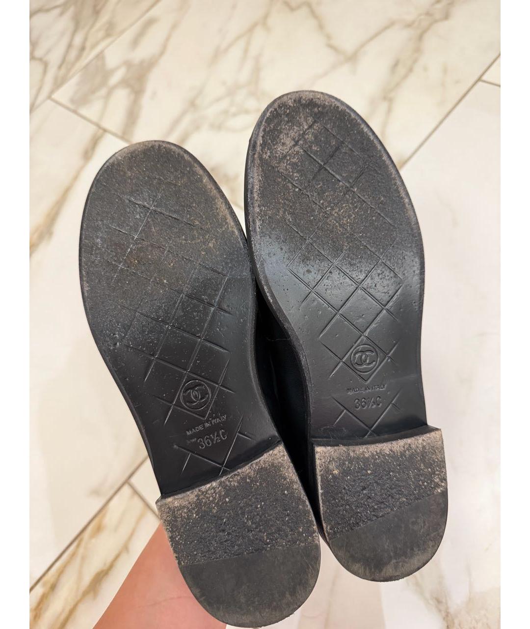 CHANEL Черные кожаные лоферы, фото 4