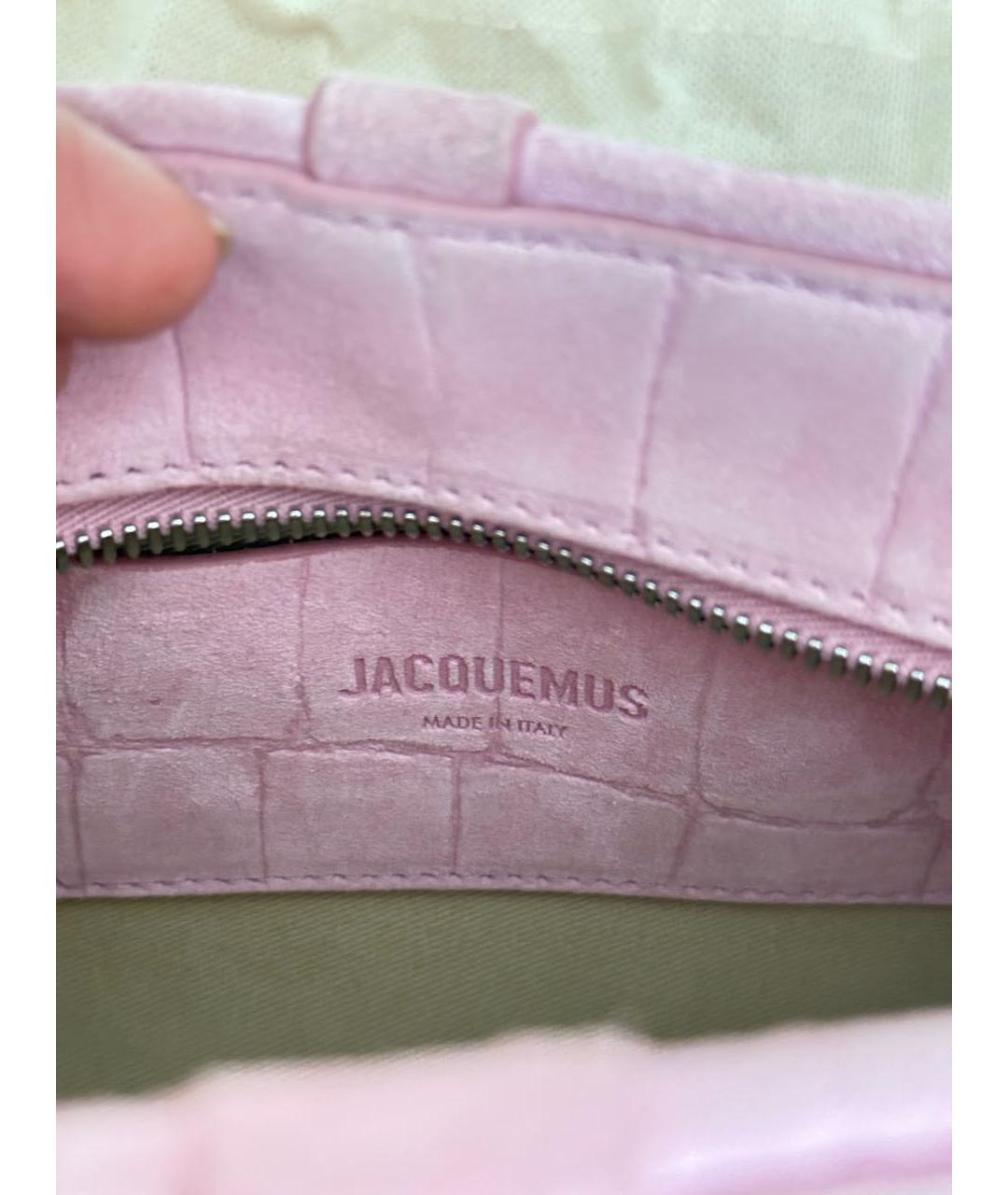 JACQUEMUS Розовая замшевая сумка через плечо, фото 4