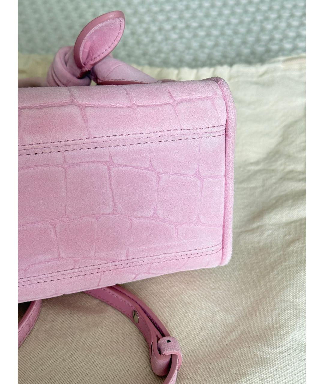 JACQUEMUS Розовая замшевая сумка через плечо, фото 3