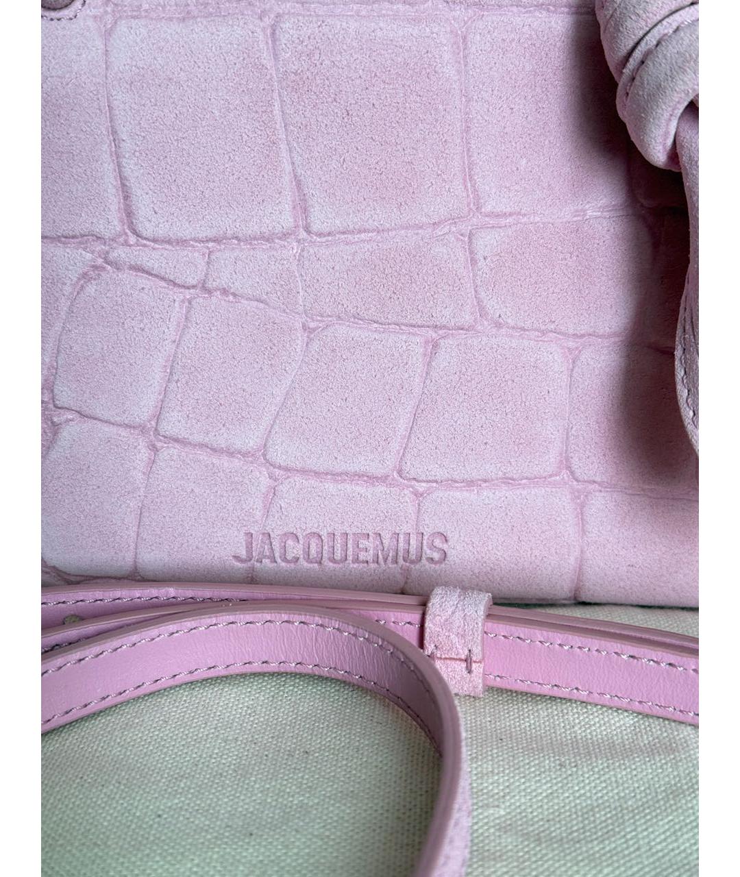 JACQUEMUS Розовая замшевая сумка через плечо, фото 2