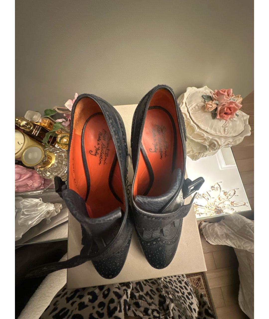 SANTONI Синие кожаные ботильоны, фото 3