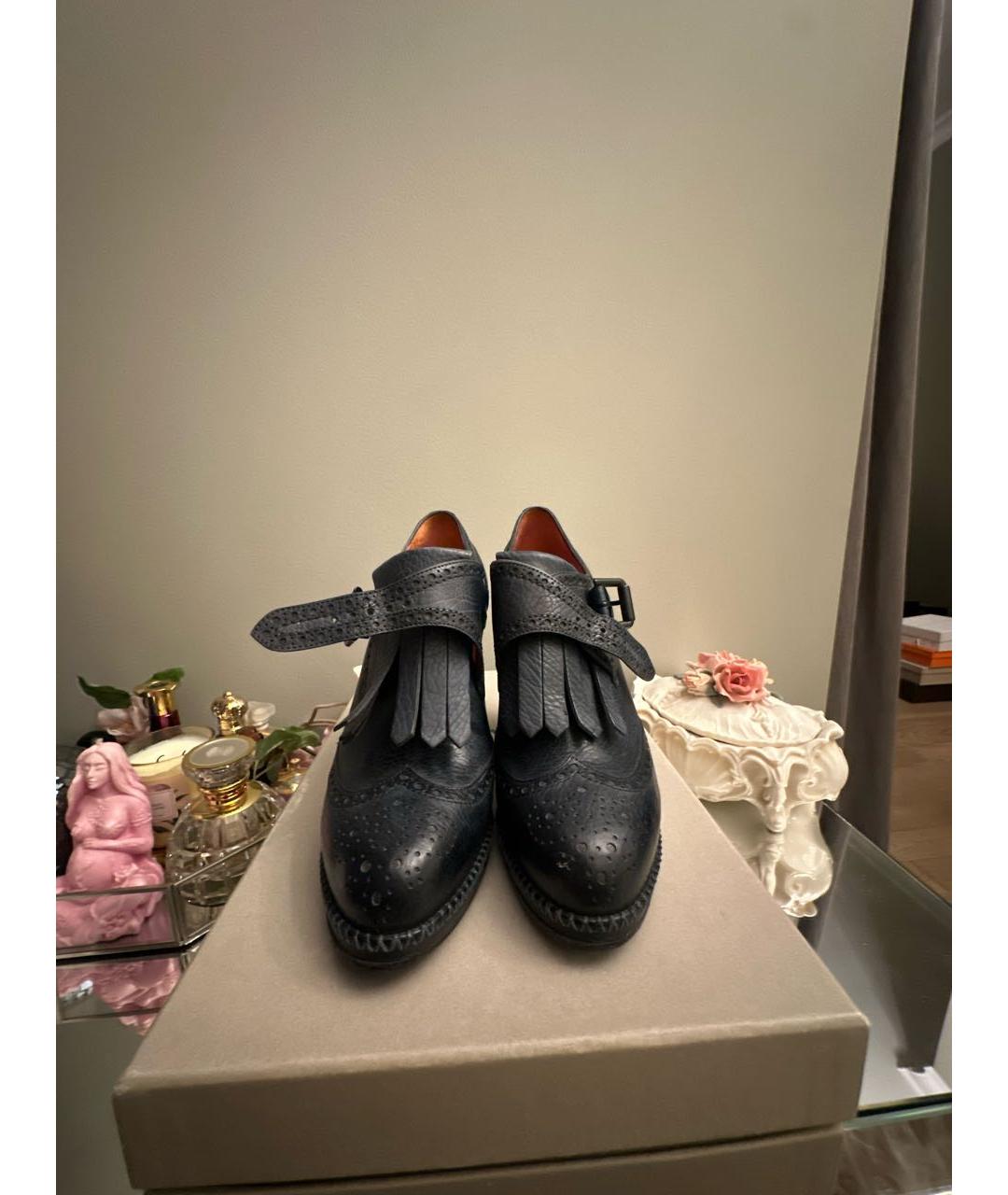 SANTONI Синие кожаные ботильоны, фото 2