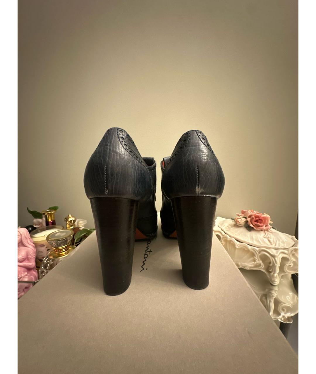 SANTONI Синие кожаные ботильоны, фото 4