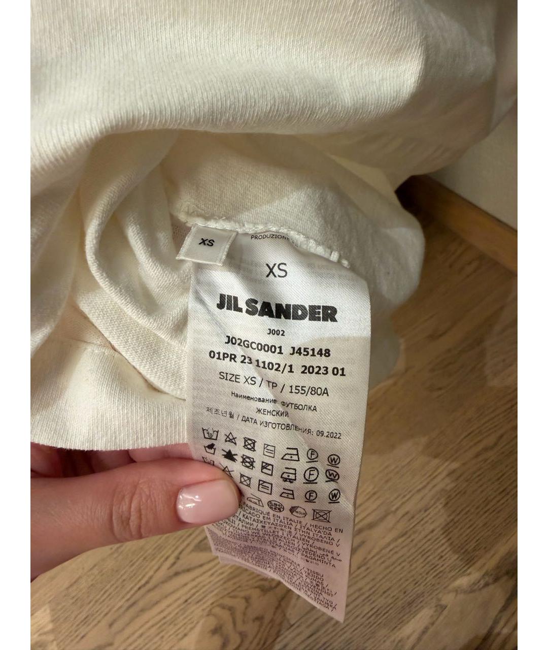 JIL SANDER Белая хлопковая футболка, фото 3